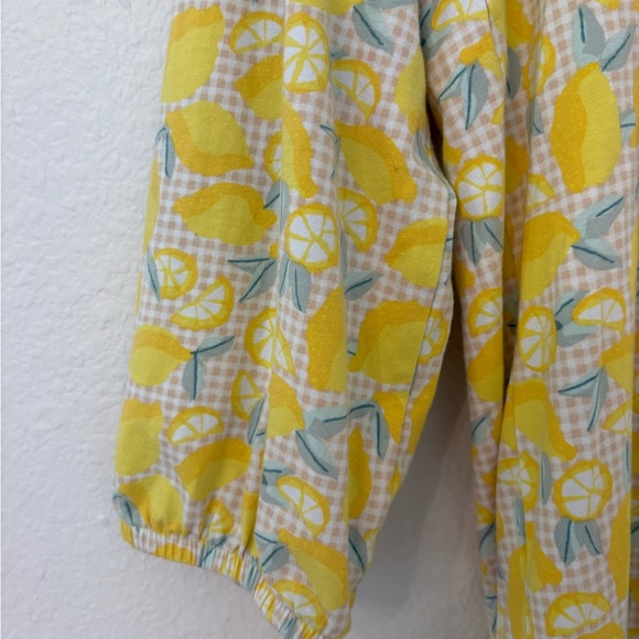 Lands End Lemon Cottagecore Boho Yellow Peasant Top XL Coastal Grandma Keyhole - Picture 4 of 11